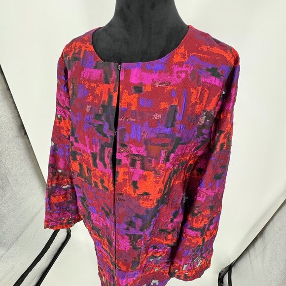 Italy Abstract Artsy Jacket Womens‎ Size 20 Art Wear Lagenlook Lightweight Party - Picture 3 of 6